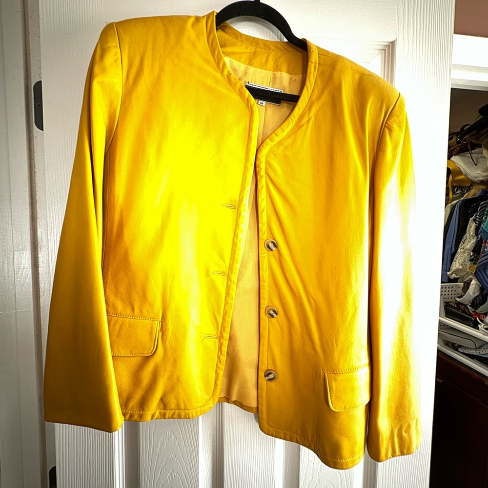 Yellow Women's Leather Jacket